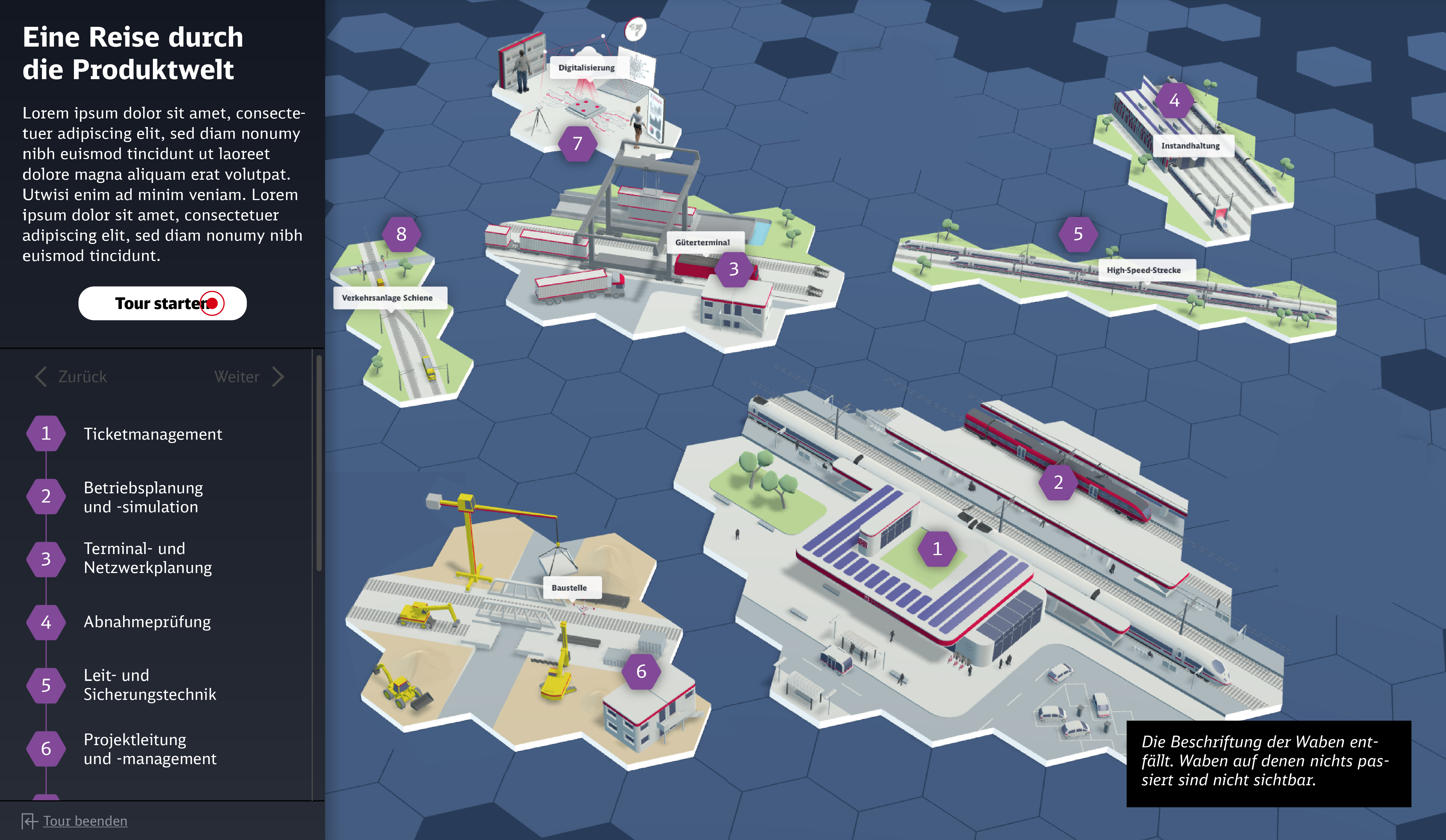 DB E.C.O. – guided tour mode with detail panel